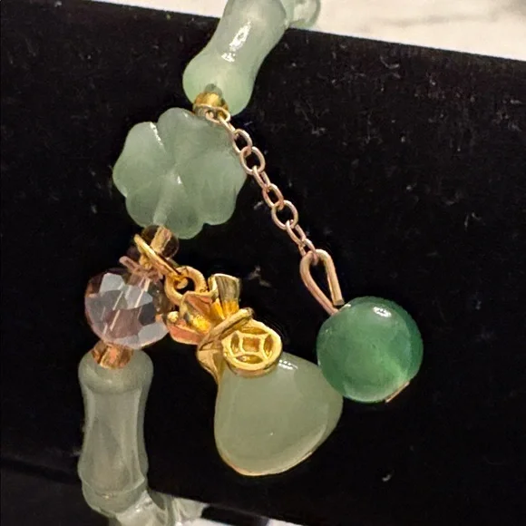 New Green Agate Bamboo Bracelet Gift Pouch